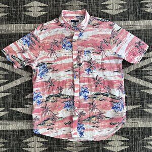 Club Room Hawaiian Shirt Mens Large Linen Blend Button Down S/S